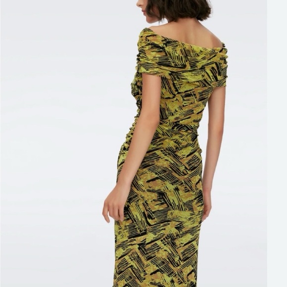 Diane Von Furstenberg Livonia bamboo Chartreuse dress S - Picture 5 of 9